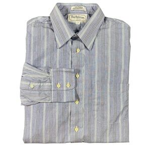 Burberrys’ Men’s 15/35‎ Blue White Stripe 100% Cotton Dress Shirt USA